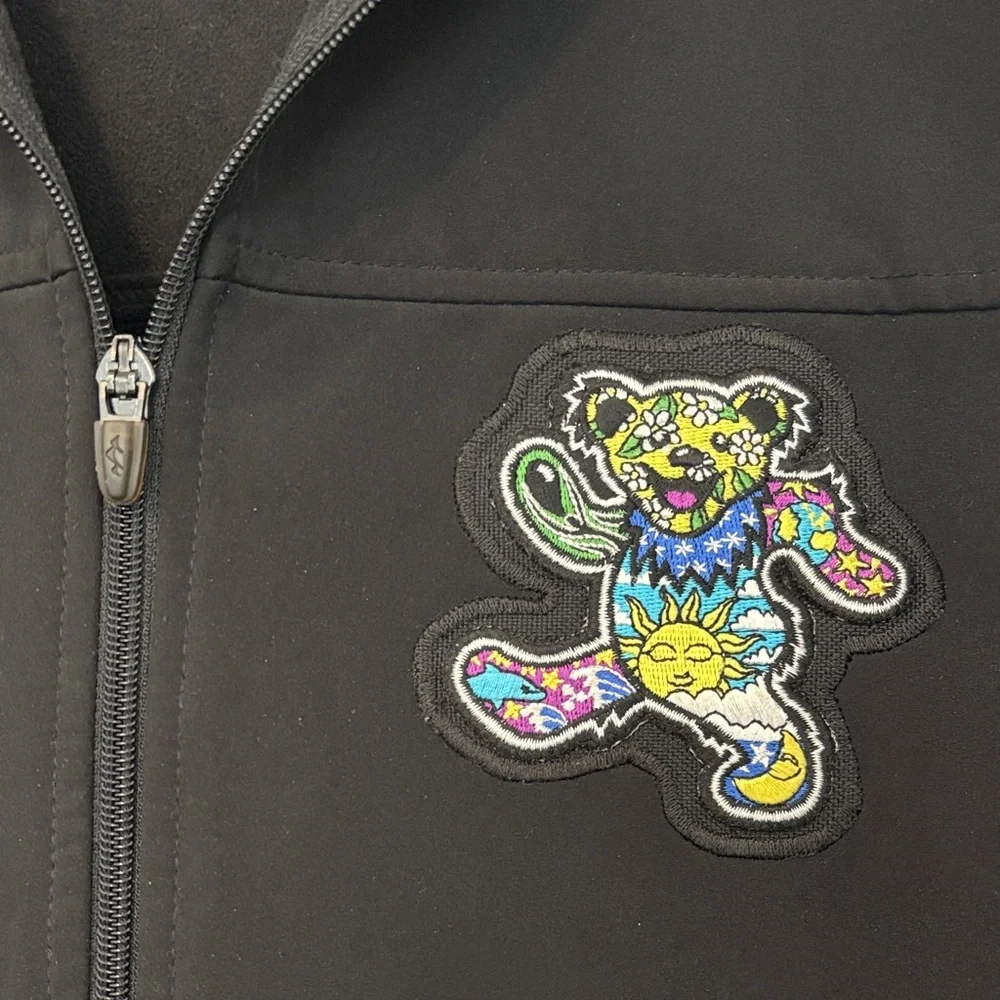 Tri-Mountain Zip Performance Jacket Psychedelic Grateful Dead Dancing Bear Patch
